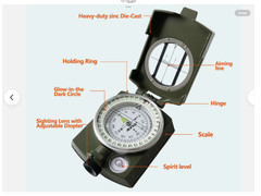 AOFAR Military Compass AF-4580 Survival Hunt Hiking Waterproof Outoor camping