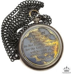 Be Strong and Courageous Engraved Compass with Authentic Leather Case Brass Comp