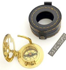 geekgifts Engraved Brass Sundial Compass Gift for Son with Leather Box