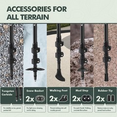 Nordic Walking Sticks, Retractable 7075 Aluminum Trekking Poles, Cork Grip, 2pc