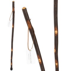 Handmade Wooden Walking Cane with Genuine Leather Wrist Strap