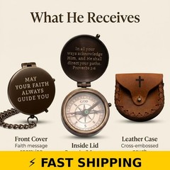 SFdizayn Brass Pocket Compass – Baptism & Confirmation Gift