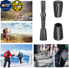10 Pack Trekking Pole Tips, Hiking Sticks Tips Protectors Fits Most black