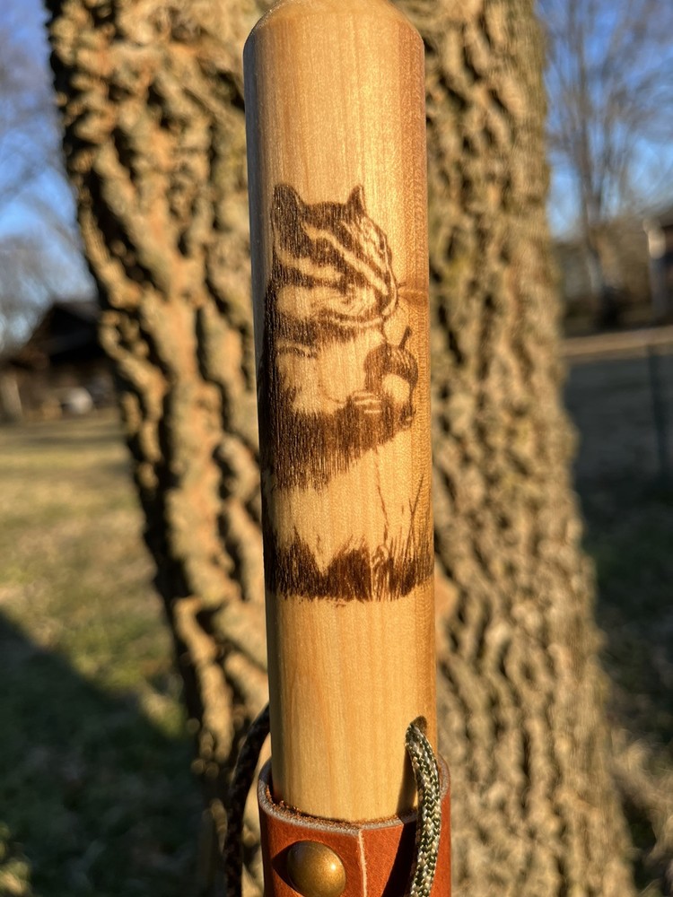 Chipmunk Natural Earth Tones Poplar Wood Walking Stick Hiking Staff