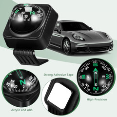Car Compass Ball for Dashboard, Adjustable Auto Compass Dash Mount, Universal Ac