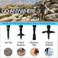Lightweight 7075 Aluminum Trekking Poles for Hiking, Adjustable, 2 Pack
