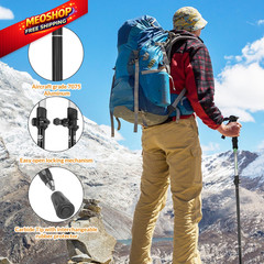 Travel Folding Trekking Hiking Pole with Carrying collapsible foldable, Black