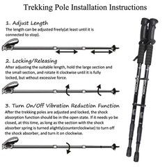 Pair of 2 Trekking Poles Walking Hiking Sticks Anti-shock Adjustable Alpenstock