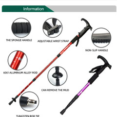 2X Trekking Poles Nordic Walking Sticks Adjustable Anti-shock Hiking Alpenstock