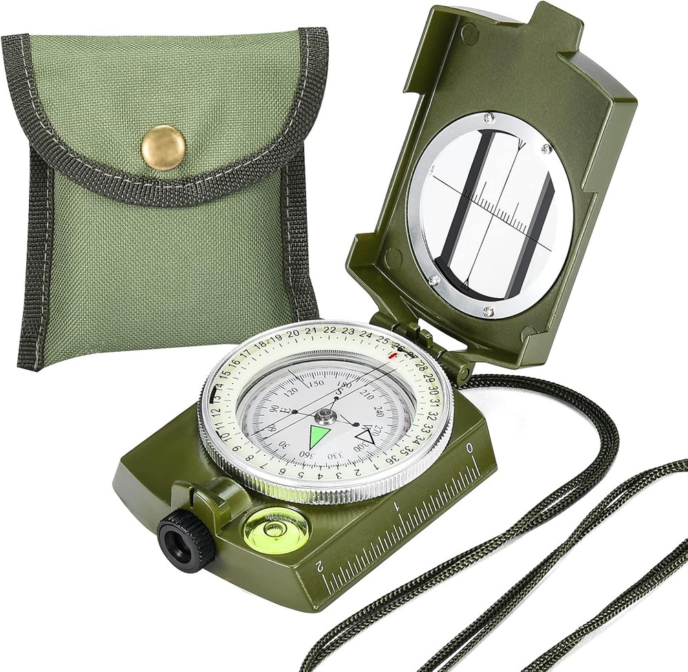 Military Lensatic Sighting Compass Survival with Carrying Bag, Compass for Hikin