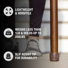 Brazos Handcrafted Wood Walking Stick, Pine, Trekker Style Handle, 55″, Brown