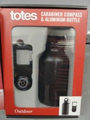 Lot of (4) Brand New Totes, Carabiner Compass Aluminum Bottle, Digital Coin Bank