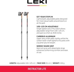 LEKI Instructor Lite Aluminum Adjustable 100 – 125 cm, Black-Gray-Yellow
