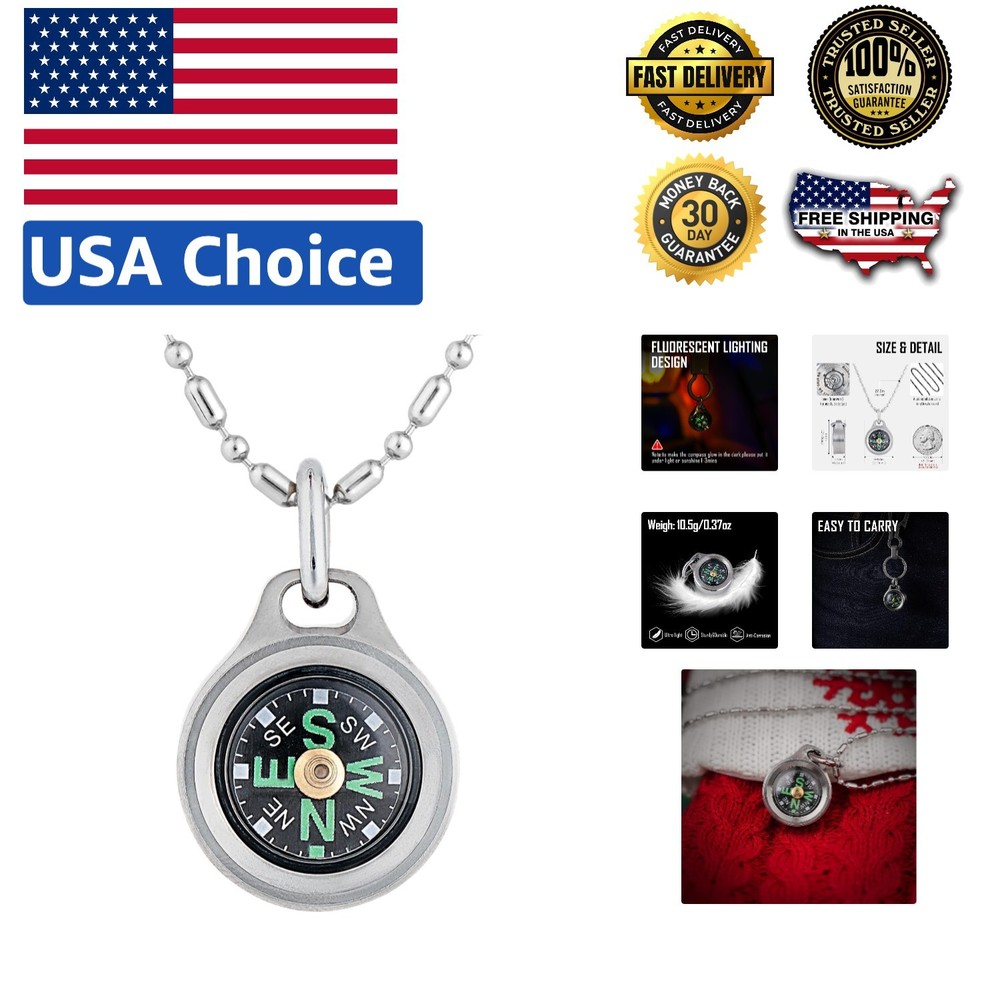 Waterproof EDC Mini Compass Pendant – Titanium/Brass/Copper for All Journeys