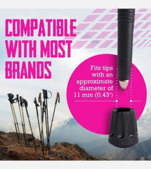 TrailBuddy Walking Stick Tips – Pack of 6 Replacement Rubber Cane Tips Fit Most