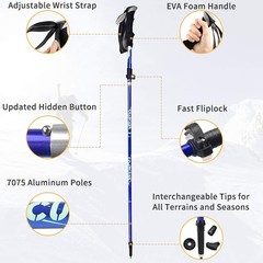 Lightweight 2-Pack Trekking Poles with Adjustable Height & Rubber Tips Included