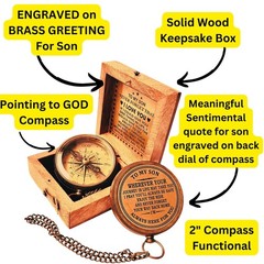 Gift for Son from Mom Dad | Engraved Compass 2″ – 2 inch(3100 lb.), Metallic