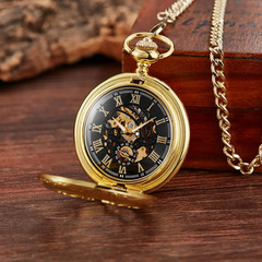 Retro Mechanical Pocket Watch Luminous Petals Textured Flip Cover