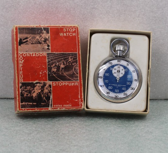 Compass Industries Stopwatch 1/5 Sec Swiss Made Vintage In original box