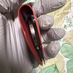 Vintage Japanese Pocket Compass Glass Transparent See Thru Two Sided Japan red