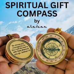 Inspirational Gift Compass – God My Lord Guide Me – Uplifting 2 inch, Brass