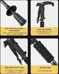 Pair of 2 Trekking Poles Walking Hiking Sticks Anti-shock Adjustable Alpenstock