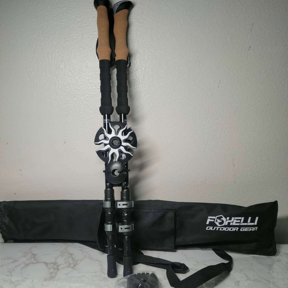 Foxelli Trekking Poles Lightweight Universal Black