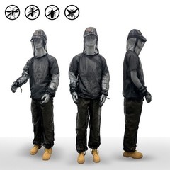 4 Pieces Adult Pest Control Mesh Suit Full Body Jacket Hood Gloves Pants