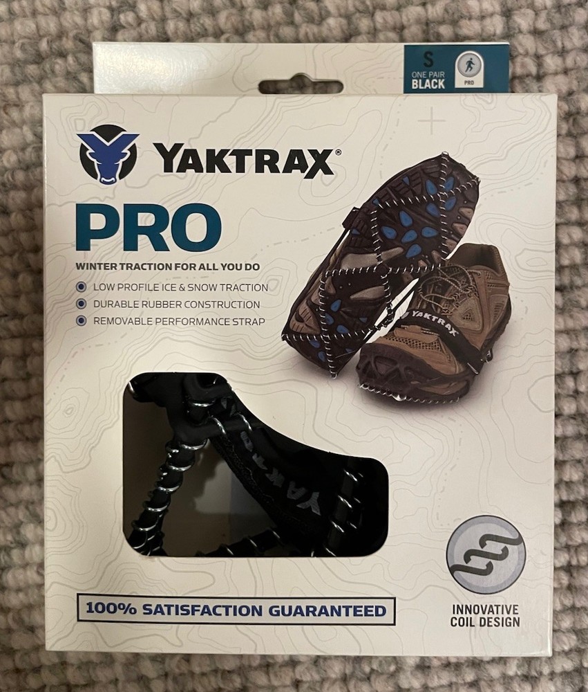 Yaktrax Pro Traction Coil Shoe Covers Black Sz S Womens 6.5-10 Mens 5-8.5 NIB