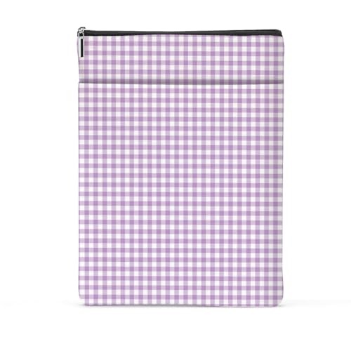 Gingham Book Sleeve,Plaid Checkered Book Sleeve Light Purple Checkered 1340