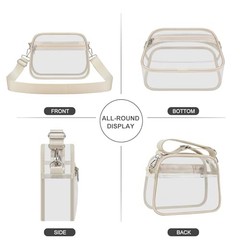 Clear Bag for Stadium Events Clear Sports Fan Handbags Purses with Large Creamy