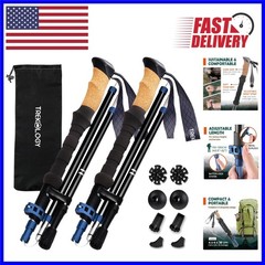 Ergonomic Trek-Z Cork Grip Hiking Poles – Compact Design, 110-130 cm Adjustable