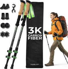 3K Carbon Fiber Trekking Poles (210G) – Pair of Ultralight Hiking Poles with Cor