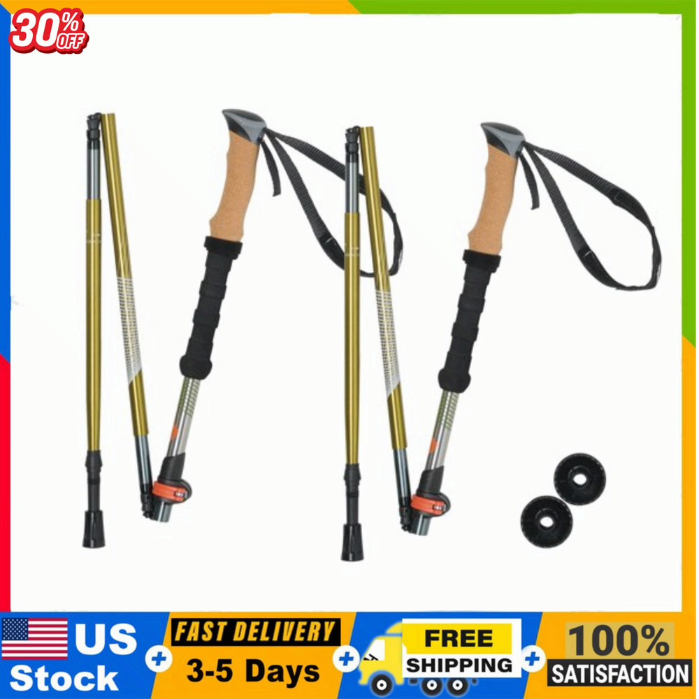 Ozark Trail Aluminum Folding Quick Lock Trekking Poles with Cork Grip, 2 Count