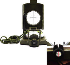Military Compass Metal Lensatic Compass with Inclinometer, Night Fluorescent, Im