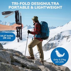 7075 Aluminum Collapsible Trekking Pole, Ultralight Hiking Stick, 3-Section