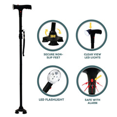Camping Hiking Walking Stick 5-Level Height Adjustable Folding Walking Cane