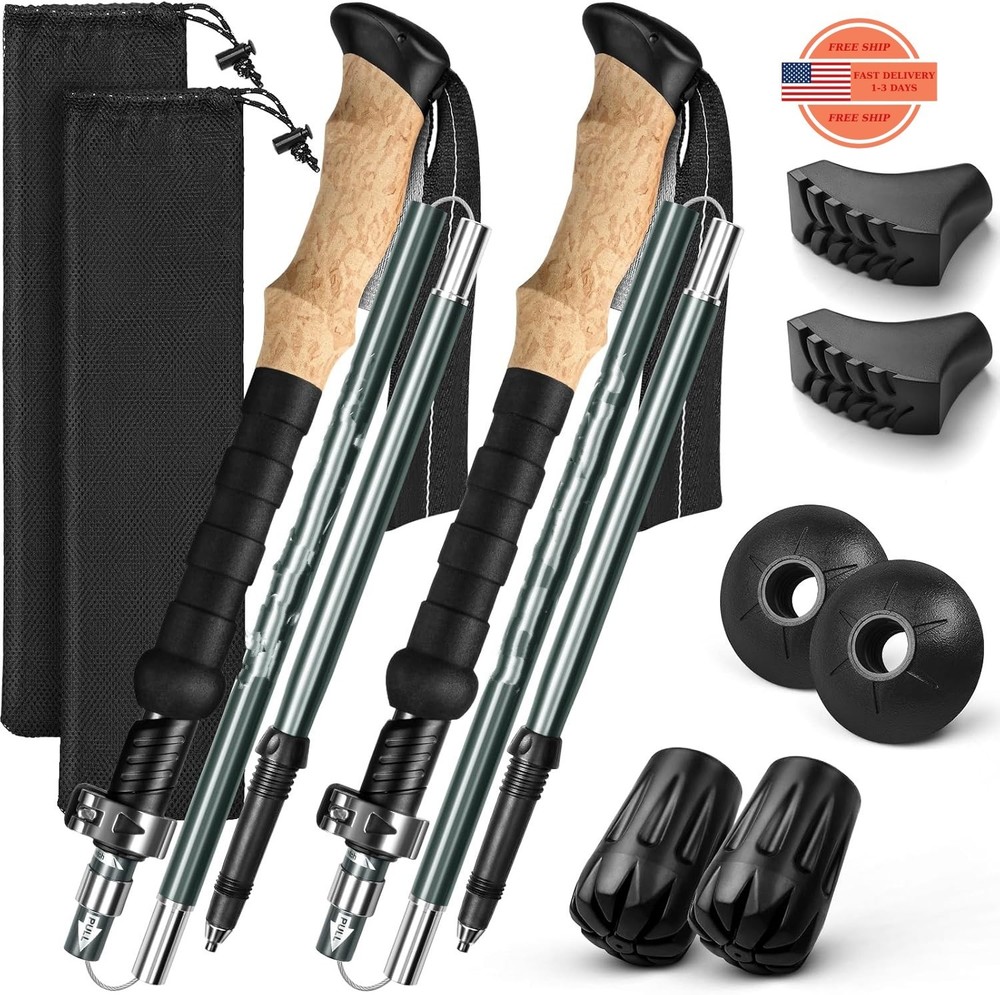 Bastones trekking con mango de corcho bastones plegables con puntas antichoque