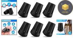 Versatile 6 Pack Rubber Tips for Hiking and Trekking Poles – Black Design