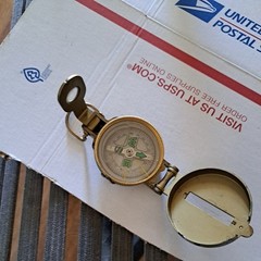 Vintage solid brass Engineer Compass Pocket Directional Military Hiking Camping