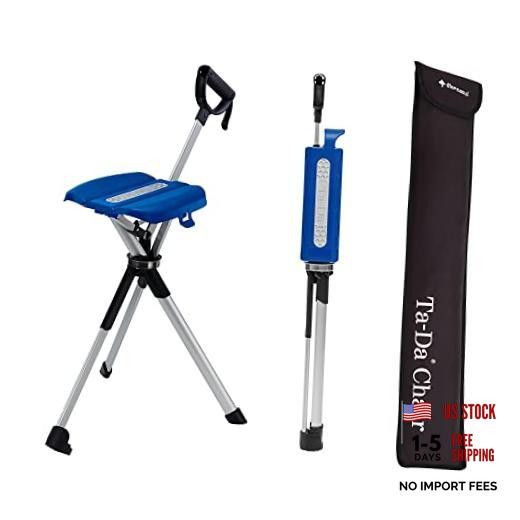 Ta-Da Chair Series 2- Portable Walking Stick, Cane with Seat, L (36.2″) Blue