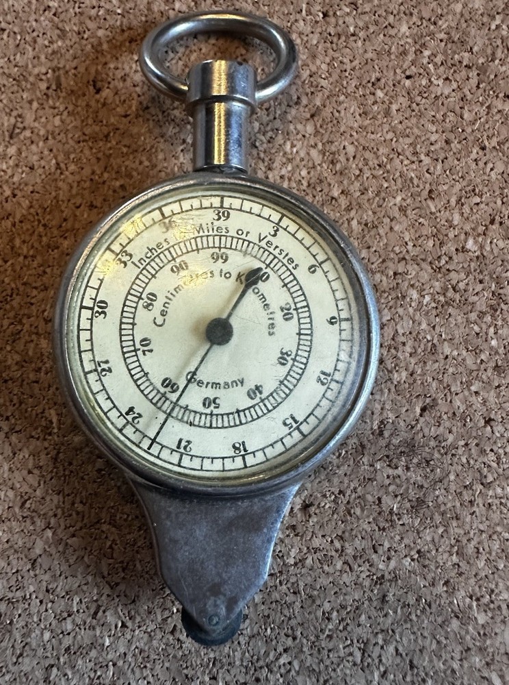 Vintage German Curvimeter Map Measurer Compass Opisometer Tool Miles & Verstes