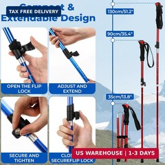 4 Pcs Trekking Poles Set, Collapsible Aluminum Hiking Poles, Adjustable Folding