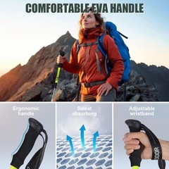 2X Aluminum Trekking Hiking Poles Collapsible Ultralight Walking Sticks Travel