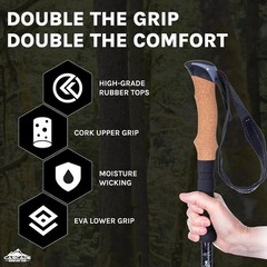 Lightweight Adjustable Aluminum Trekking Poles Cork Grip Carbide Tips 26-54in US