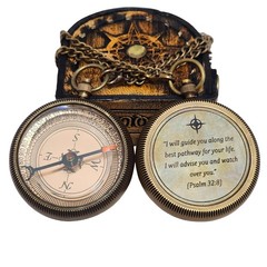Brass Compass in Wooden & Leather Case – 2025 Graduation Gift for Him, Colleg…