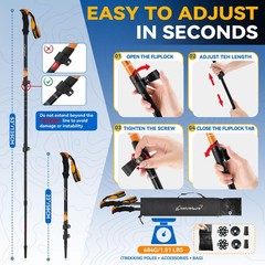Trekking Poles for Hiking – Collapsible Lightweight Hiking Poles, 2 Pack Alum…