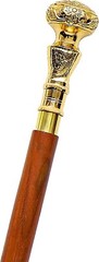 Designer Walking Cane Wooden trekking Walking Stick Shiny Brass Handle Knob Gift