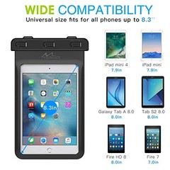 Universal Waterproof Case, Dry Bag Pouch for iPad mini Up to 8.3 inches Black