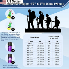 TheFitLife Trekking Poles – 2 From 26″ (65 cm) to 51.2″ (130 cm), Purple